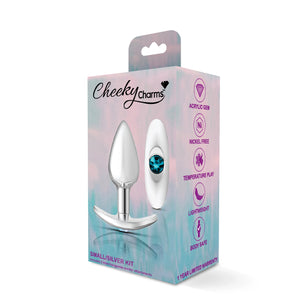 Cheeky Charms-Silver Metal Butt Plug Kit -Clear n Bright Pink/Clear n Teal