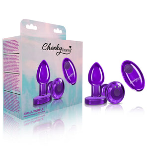 Cheeky Charms - Rechargeable Vibrating Metal Butt  Plug With Remote Control - Purple/Pink/Red/Black - Small