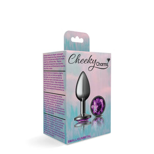 Cheeky Charms-Gunmetal Metal Butt Plug- Round-Deep Purple-Small/Med/Lg