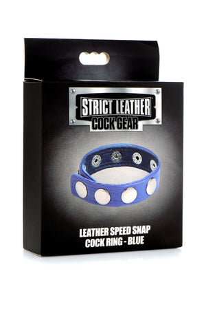 Cock Gear Leather Speed Snap Cock Ring - Blue/Red/Black