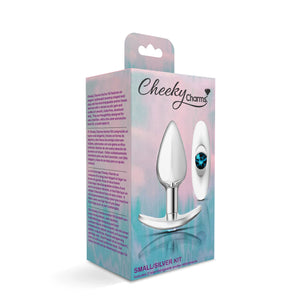 Cheeky Charms-Silver Metal Butt Plug Kit -Clear n Bright Pink/Clear n Teal