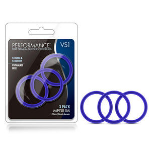 Performance - Vs1 Pure Premium Silicone Cockrings  - Medium - Indigo