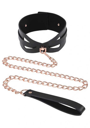 Brat Collar and Leash - Black / Rose Gold