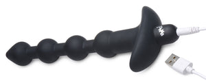 Bang - Vibrating Silicone Anal Beads and Remote - Black/Pink