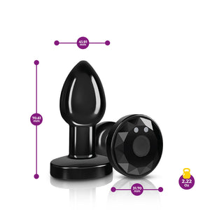 Cheeky Charms - Rechargeable Vibrating Metal Butt  Plug With Remote Control - Purple/Pink/Red/Black - Small