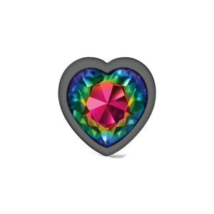 Cheeky Charms-Gunmetal Metal Butt Plug- Heart-Rainbow-Small/Medium/Lg