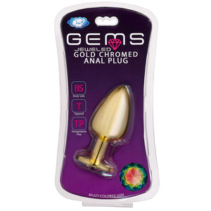 Cloud 9 Novelties Anal Gems Jeweled Gold Chromed Anal Plug - Small/Med/Lg