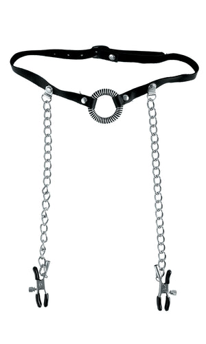 Fetish Fantasy Series O-Ring Gag With Nipple Clamps