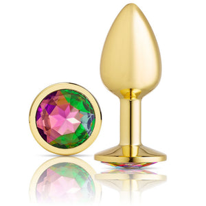 Cloud 9 Novelties Anal Gems Jeweled Gold Chromed Anal Plug - Small/Med/Lg