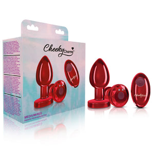 Cheeky Charms - Rechargeable Vibrating Metal Butt  Plug With Remote Control - Pink/Purple/Red/GunMetal - Medium