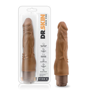 Dr. Skin - Cock Vibe #4 - Beige/Chocolate/Mocha - 8inch Vibrating /w Clit nubs