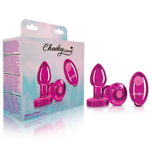 Cheeky Charms - Rechargeable Vibrating Metal Butt  Plug With Remote Control - Purple/Pink/Red/Black - Small