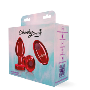 Cheeky Charms - Rechargeable Vibrating Metal Butt  Plug With Remote Control - Purple/Pink/Red/Black - Small