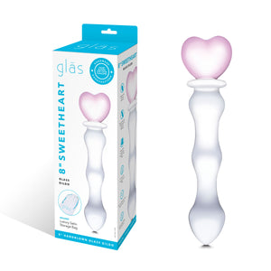 8 Inch Sweetheart Glass Dildo - Pink/clear