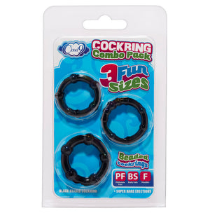 Cockring Combo Beaded - Black/Clear