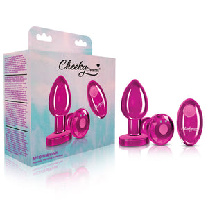 Cheeky Charms - Rechargeable Vibrating Metal Butt  Plug With Remote Control - Pink/Purple/Red/GunMetal - Medium