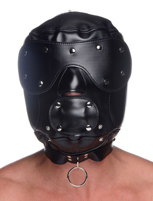 Muzzled Universal BDSM Hood With Removable Muzzle