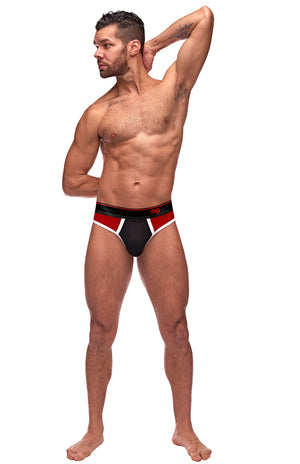 Retro Sport Panel Thong - L/ XL  - Red/ Black