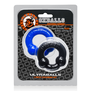 Ultraballs 2- Piece Cockring Set - Black &  Police Blue