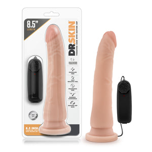 Dr. Skin - 8.5 Inch Vibrating Realistic Cock  With Suction Cup - Vanilla/Mocha