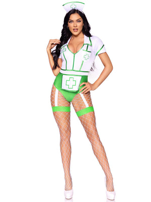 Nurse Feelgood Sexy Costume - Large - White/green