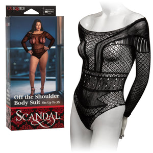 Scandal Off the Shoulder Body Suit - One Size/Plus Size - Black