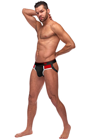 Retro Sport Panel Jock - S/M - L/XL - Black & Red