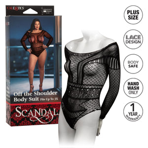 Scandal Off the Shoulder Body Suit - One Size/Plus Size - Black